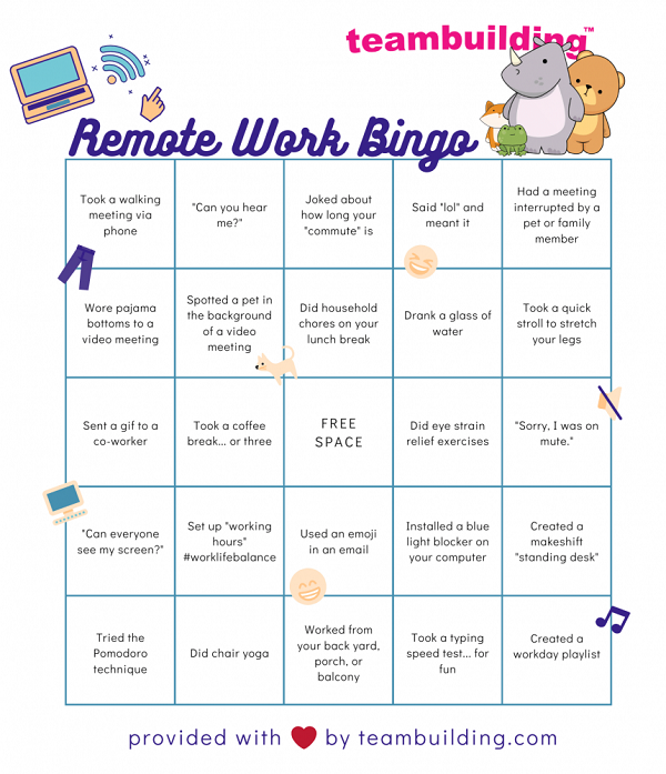 Remote Work Bingo